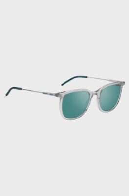 Transparent-acetate sunglasses with teal details, Transparent