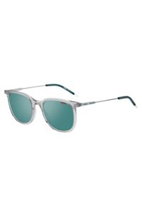 Transparent-acetate sunglasses with teal details, Transparent