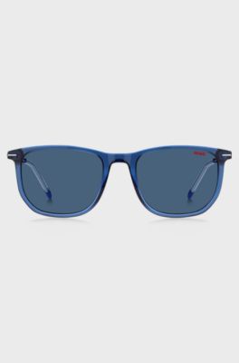 Blue-acetate sunglasses with slender metal temples, Blue