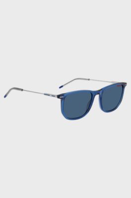 Blue-acetate sunglasses with slender metal temples, Blue