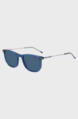 Blue-acetate sunglasses with slender metal temples, Blue