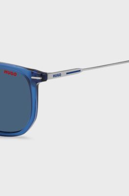 Blue-acetate sunglasses with slender metal temples, Blue