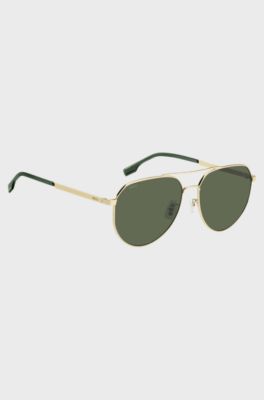Double-bridge sunglasses in gold-tone steel, Gold