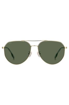 Double-bridge sunglasses in gold-tone steel, Gold