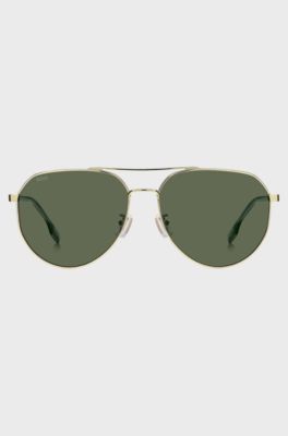 Double-bridge sunglasses in gold-tone steel, Gold