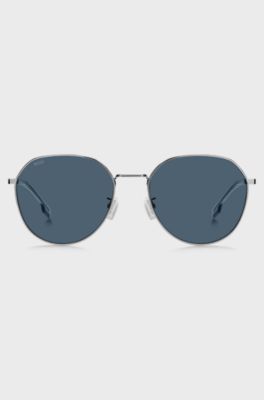 Steel sunglasses with blue lenses, Silver