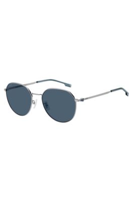 Steel sunglasses with blue lenses, Silver
