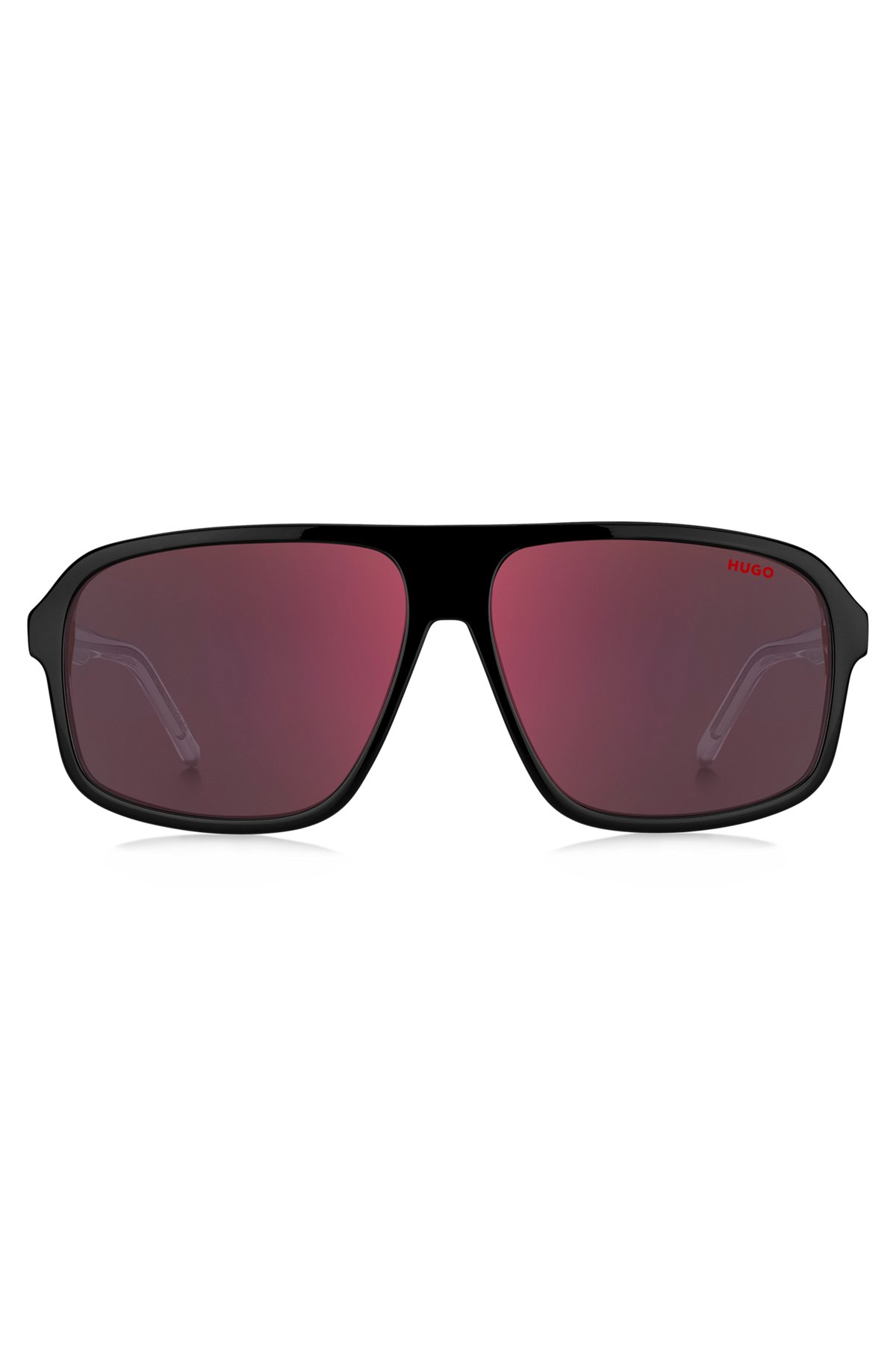 Transparent-temple sunglasses with black-acetate frames, Black