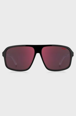 Transparent-temple sunglasses with black-acetate frames, Black