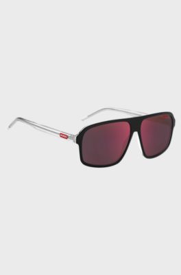 Transparent-temple sunglasses with black-acetate frames, Black