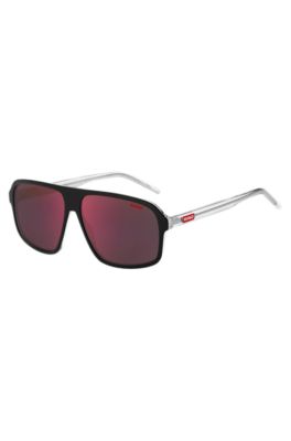 Transparent-temple sunglasses with black-acetate frames, Black