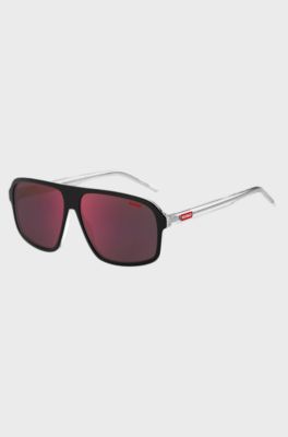 Transparent-temple sunglasses with black-acetate frames, Black