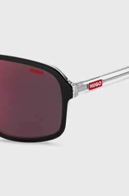 Transparent-temple sunglasses with black-acetate frames, Black