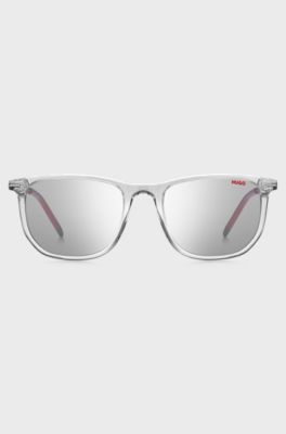Transparent-acetate sunglasses with red details, Transparent