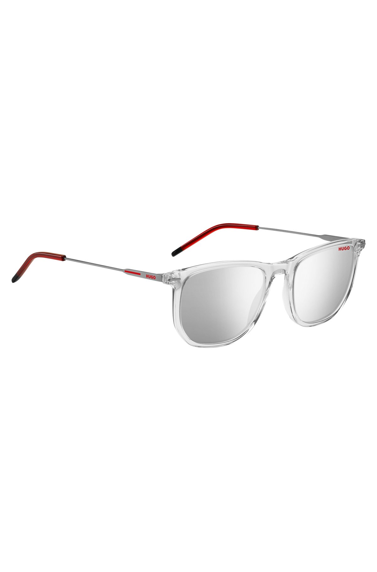 HUGO - Transparent-acetate sunglasses with red details