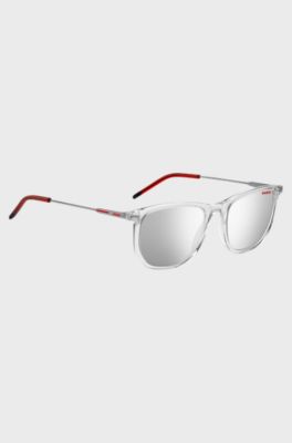 Transparent-acetate sunglasses with red details, Transparent