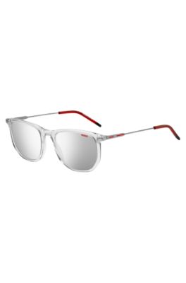 Transparent-acetate sunglasses with red details, Transparent