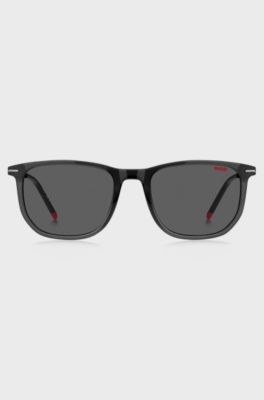 Black-acetate sunglasses with slender metal temples, Dark Grey