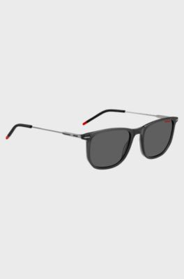 Black-acetate sunglasses with slender metal temples, Dark Grey