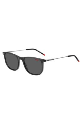 Black-acetate sunglasses with slender metal temples, Dark Grey