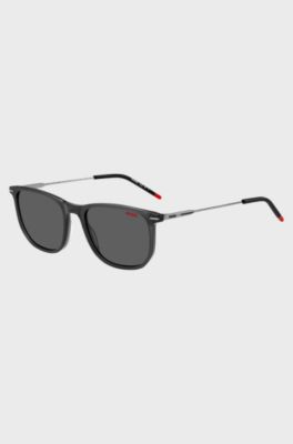 Black-acetate sunglasses with slender metal temples, Dark Grey