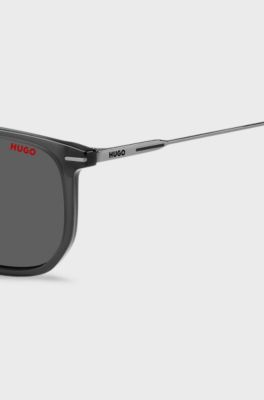 Black-acetate sunglasses with slender metal temples, Dark Grey