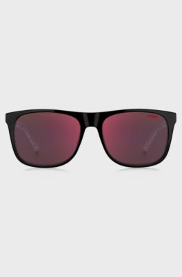 Black-acetate sunglasses with transparent temples, Black