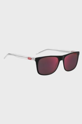 Black-acetate sunglasses with transparent temples, Black
