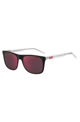 Black-acetate sunglasses with transparent temples, Black