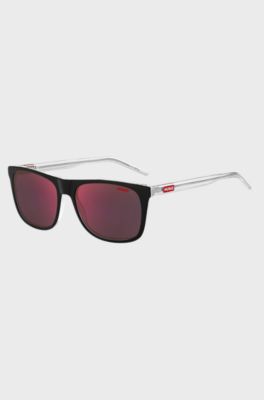 Black-acetate sunglasses with transparent temples, Black