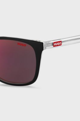 Black-acetate sunglasses with transparent temples, Black