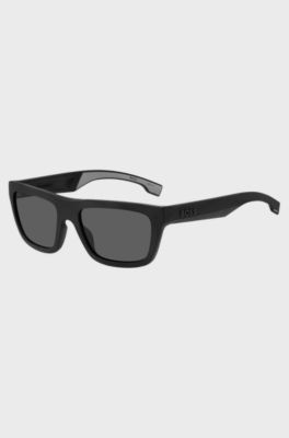 Black-acetate sunglasses with grey rubberised inner temples, Black