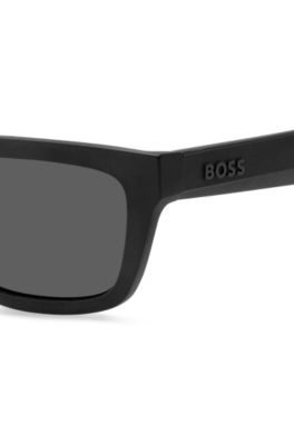 Black-acetate sunglasses with grey rubberised inner temples, Black