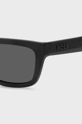 Black-acetate sunglasses with grey rubberised inner temples, Black