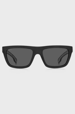 Black-acetate sunglasses with grey rubberised inner temples, Black