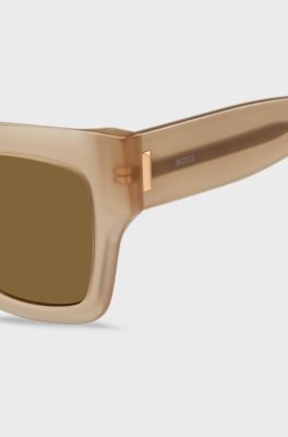 Occhiali da sole in bio-acetato opalescente con esclusivi dettagli in metallo, Beige chiaro