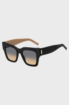 Black bio-acetate sunglasses with signature hardware, Black