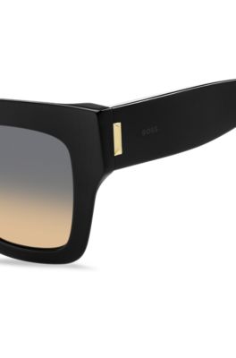 Black bio-acetate sunglasses with signature hardware, Black