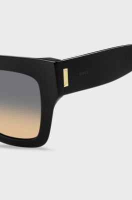 Black bio-acetate sunglasses with signature hardware, Black