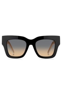 Black bio-acetate sunglasses with signature hardware, Black
