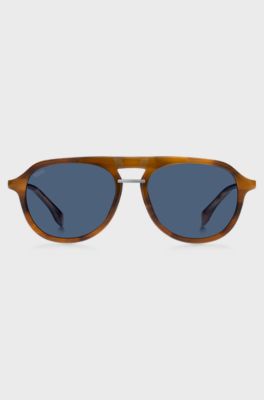 Havana-acetate sunglasses with 360&deg; hinges, Brown