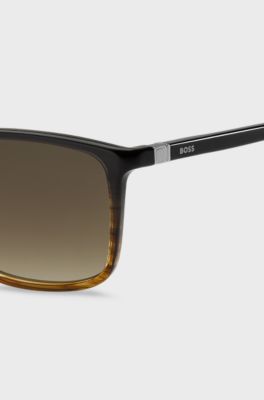 Gradient-acetate sunglasses with 360&deg; hinge, Black Patterned