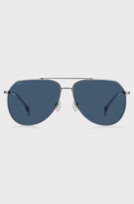 Double-bridge sunglasses with beta-titanium temples, Silver