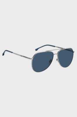 Double-bridge sunglasses with beta-titanium temples, Silver