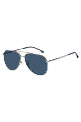Double-bridge sunglasses with beta-titanium temples, Silver