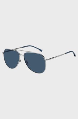 Double-bridge sunglasses with beta-titanium temples, Silver
