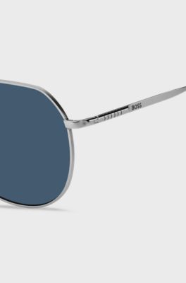 Double-bridge sunglasses with beta-titanium temples, Silver