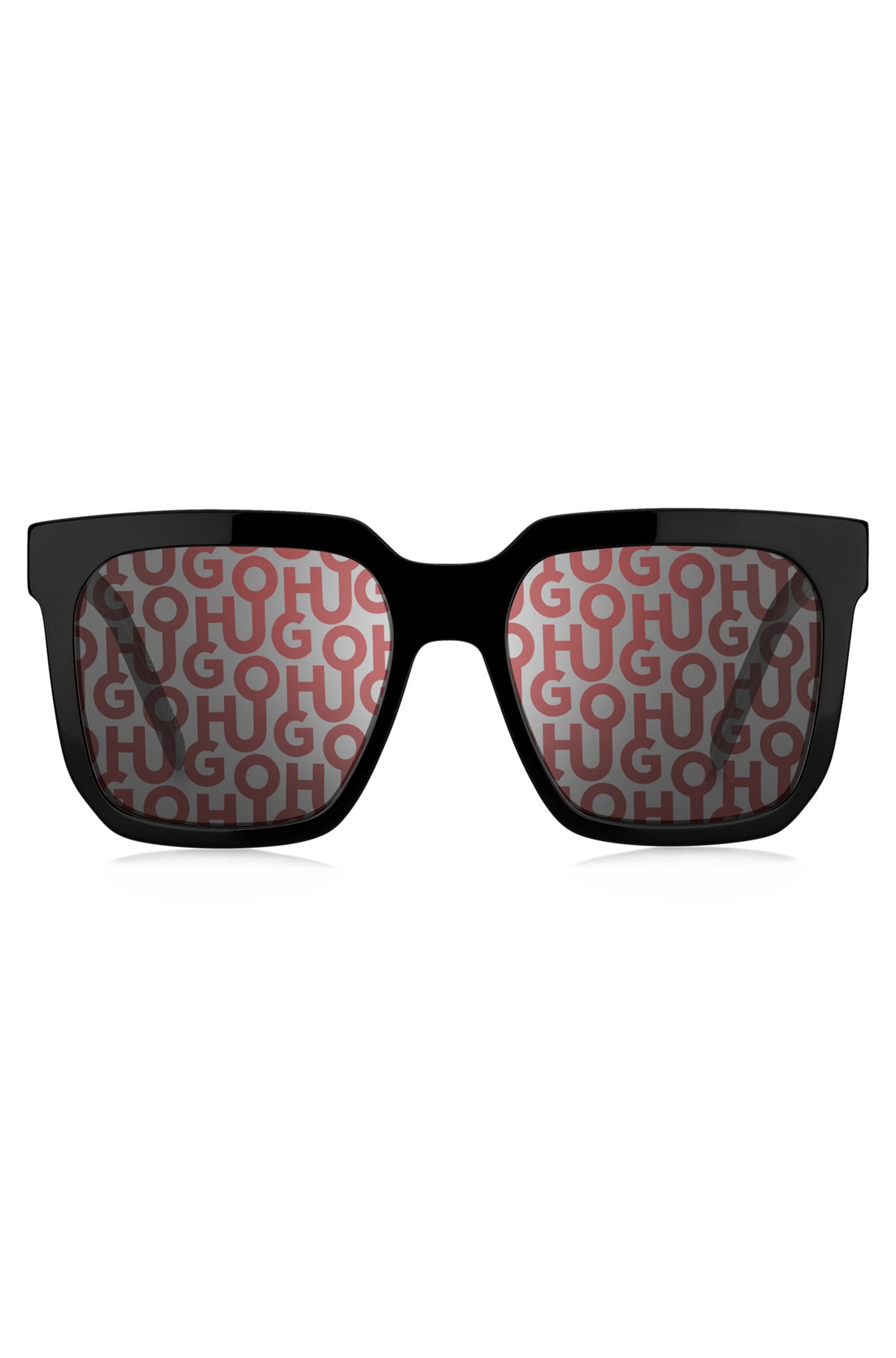 Black-acetate sunglasses with stacked-logo lenses, Black