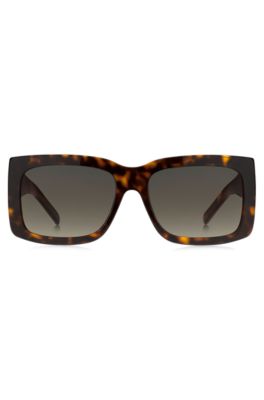 Havana bio-acetate sunglasses with signature hardware, Brown