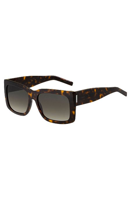 Солнцезащитные очки из биоацетата расцветки «гавана» с фирменной фурнитурой, Коричневый